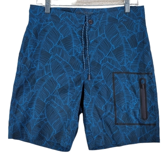 Mack Weldon Swim Trunks Hybrid Shorts Mens 31/32 Blue Wave Surf Stretch (33x8) - Picture 13 of 14